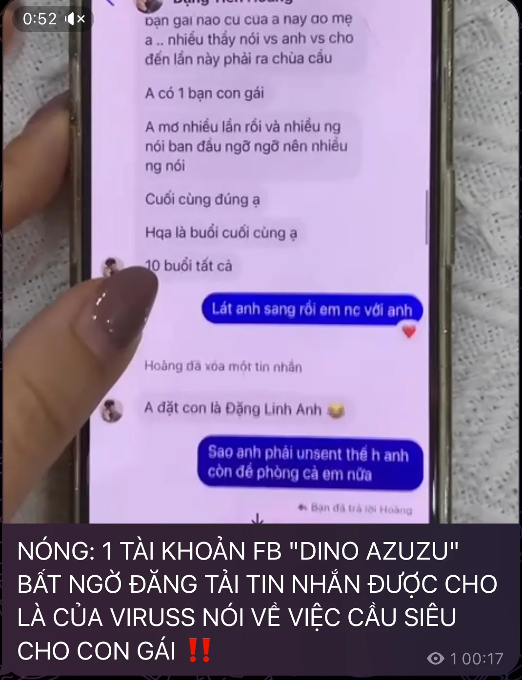 nóng: TIN NHẮN ĐƯỢC CHO LÀ CỦA VIRUSS NÓI VỀ VIỆC CẦU SIÊU CHO CON GÁI